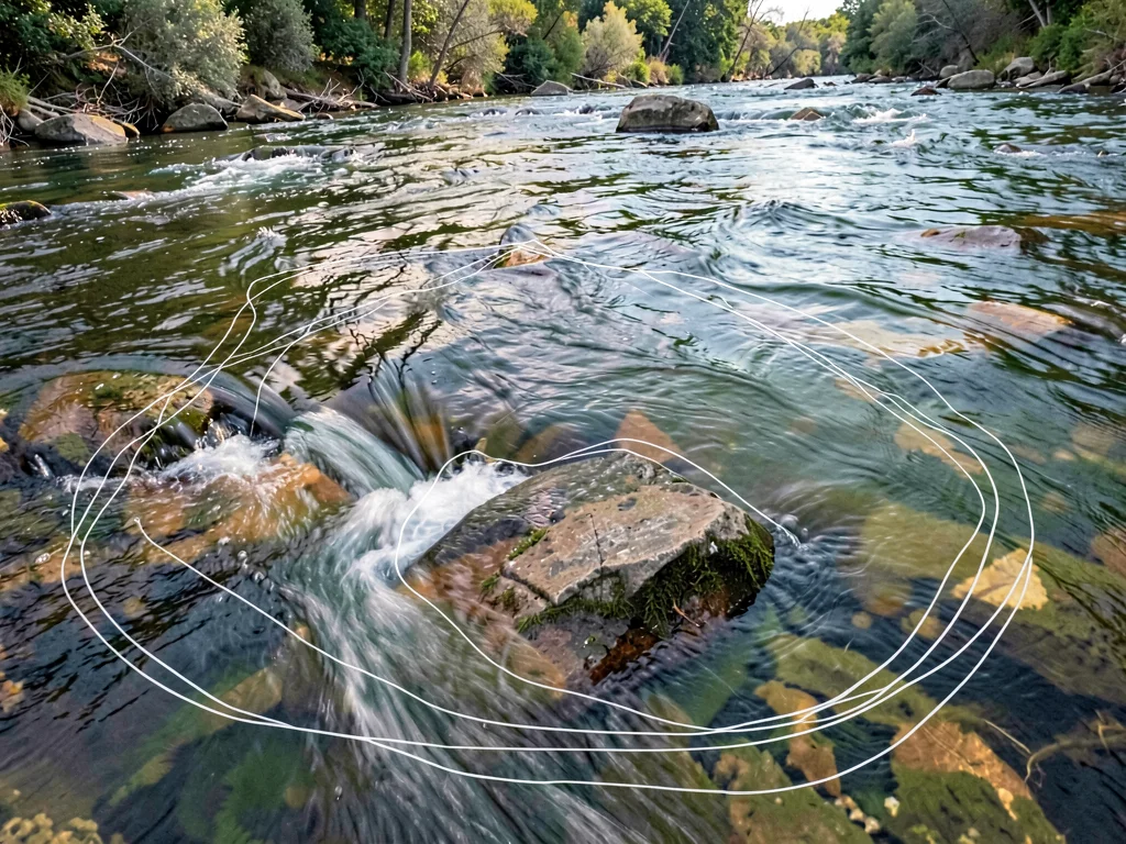 Current lines visible around submerged rock