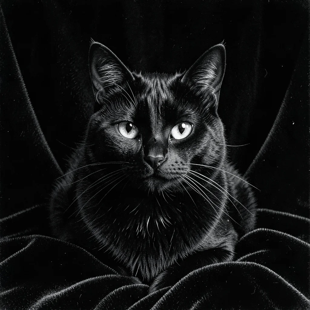 Black cat in darkness