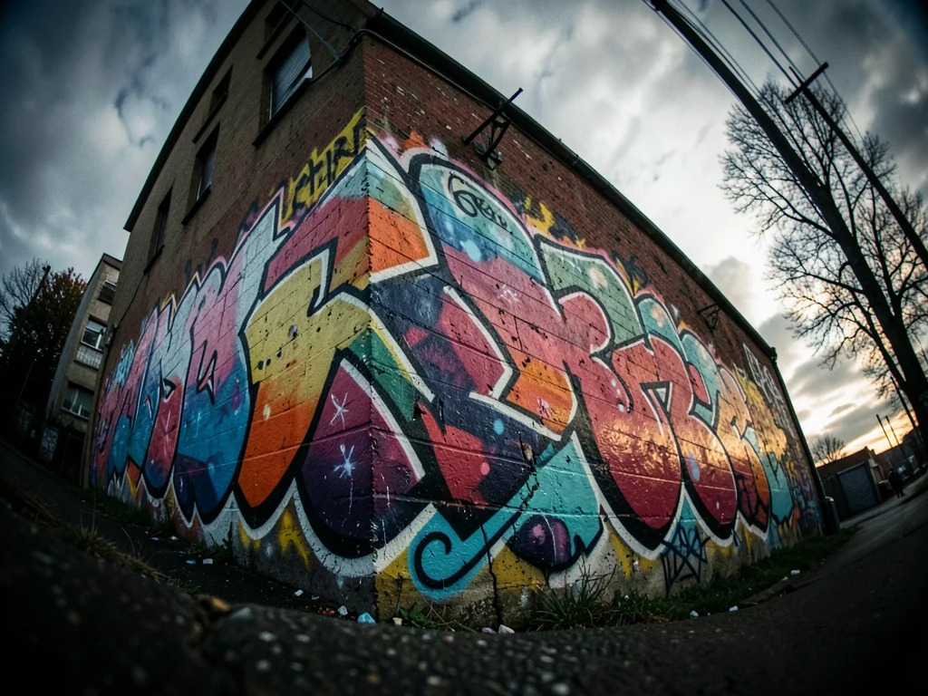 Graffiti wall dynamic angle
