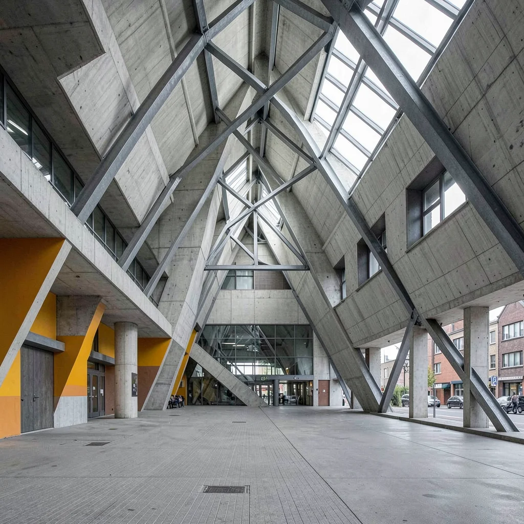 Post-war reconstruction modernism, Rotterdam radical geometry, Modern market hal