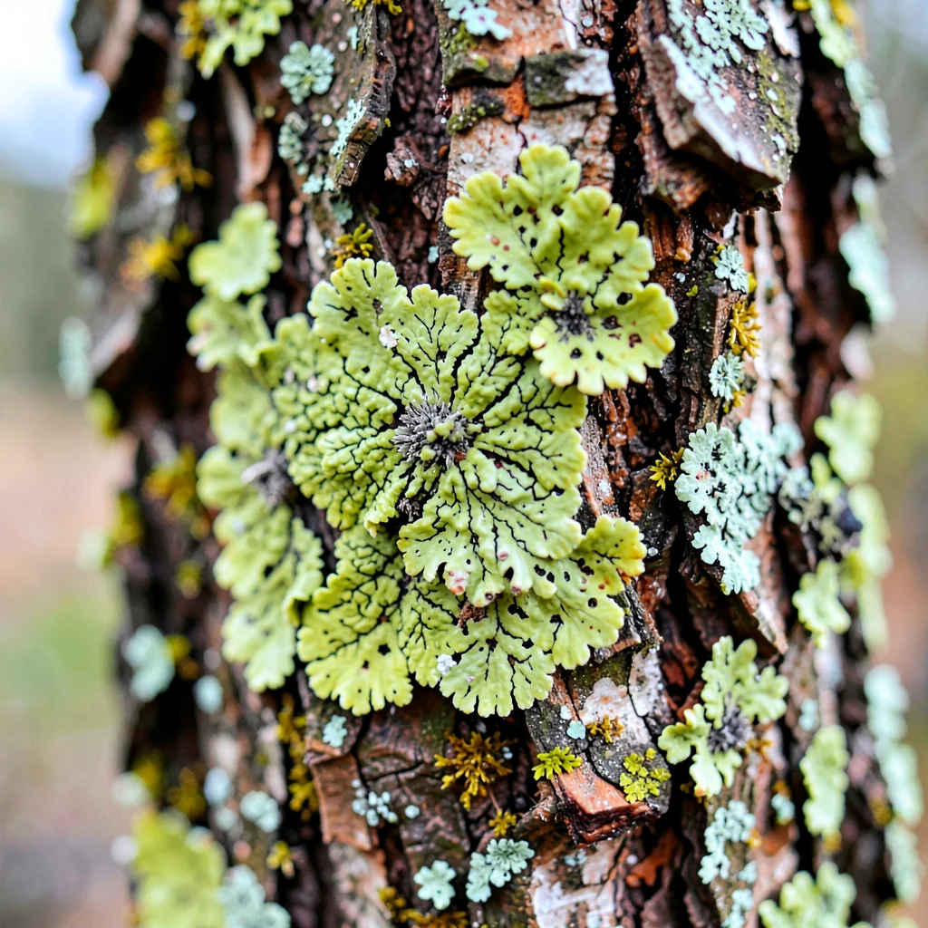 Lichen on bark detail