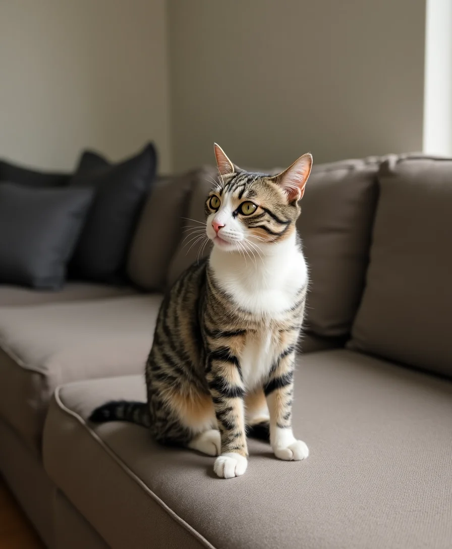 Cat sitting on a couch