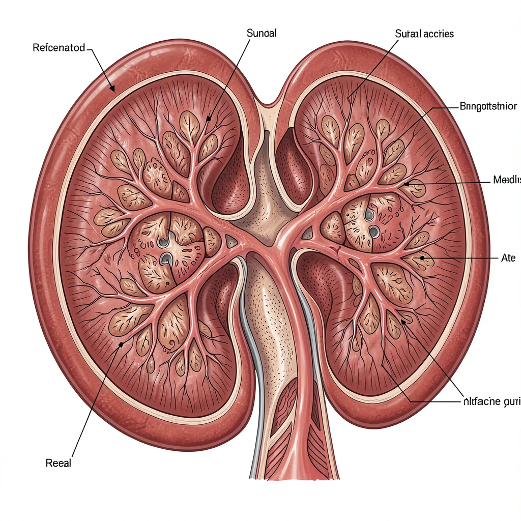 Human kidney cross-section anatomy