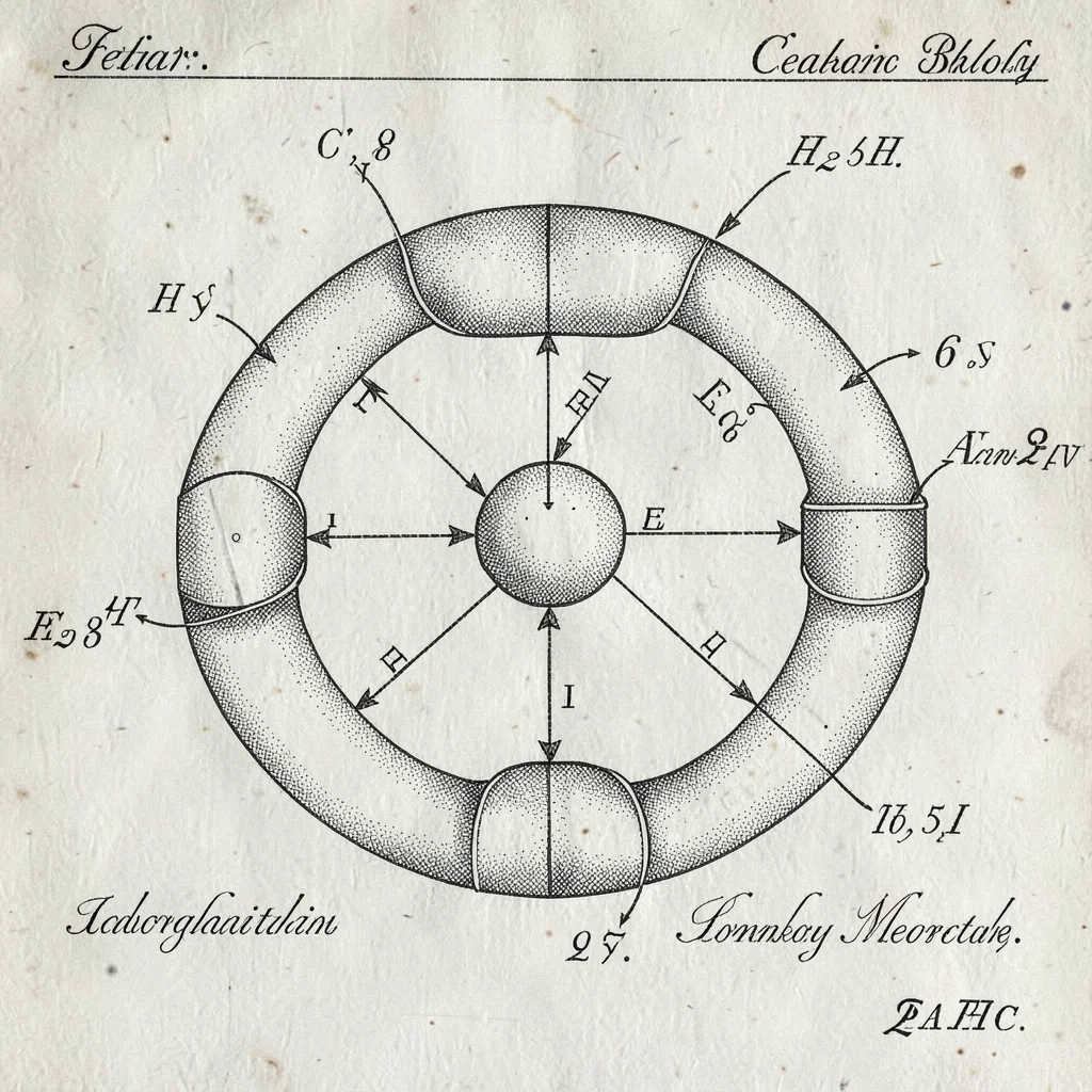 Technical illustration of a feedback loop diagram drawn as an Edwardian patent d