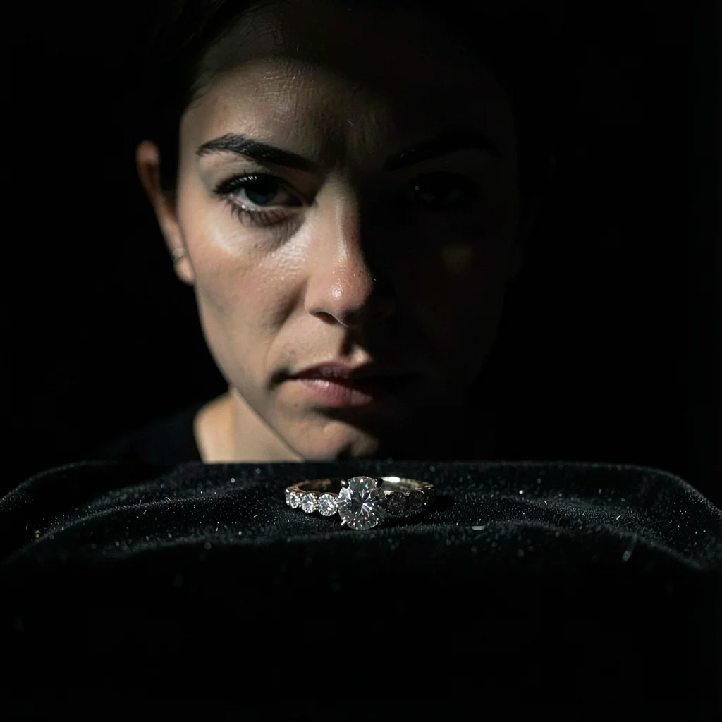 Jewelry on black velvet, directional light