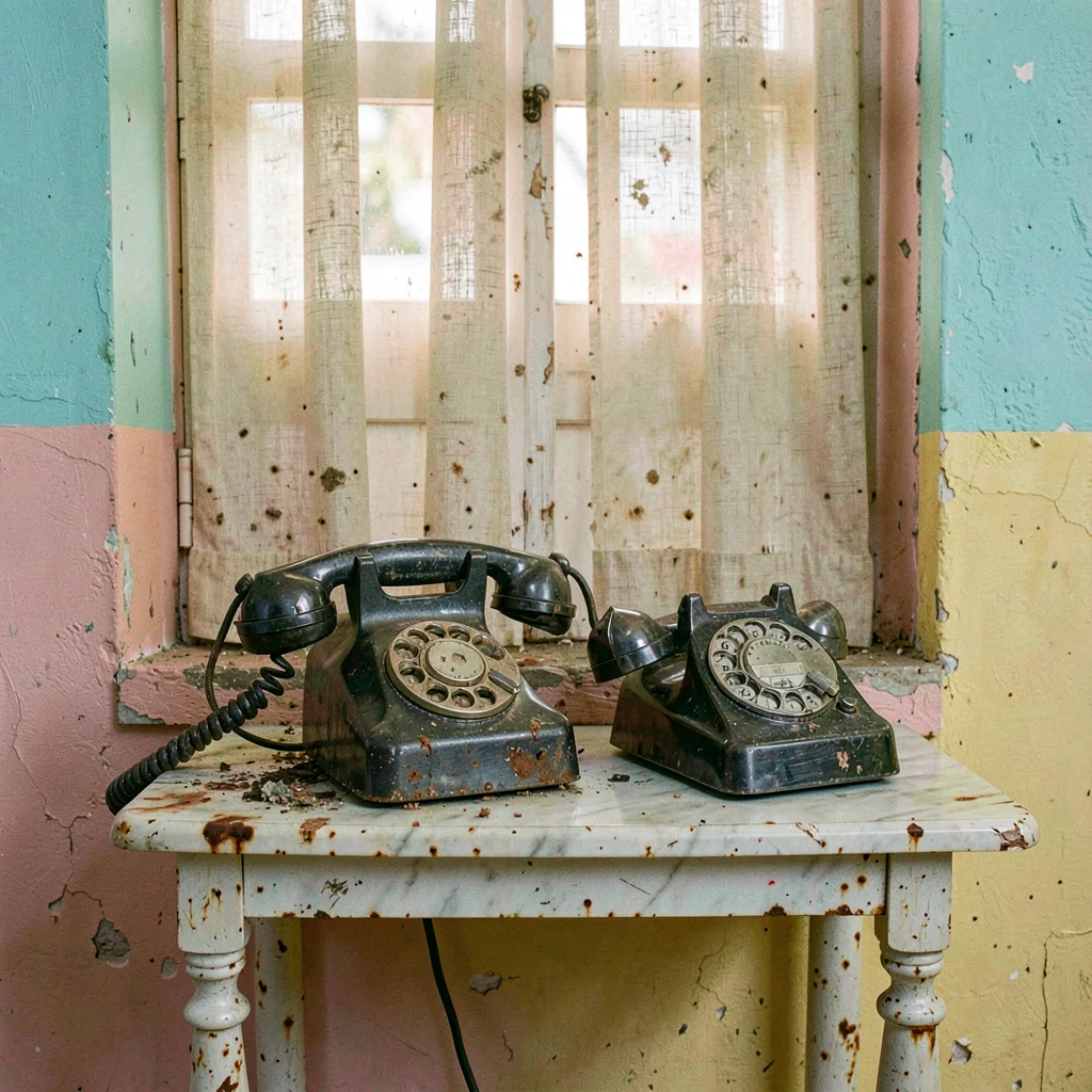 Havana preserved decay, improvised maintenance beauty, Vintage rotary telephone 