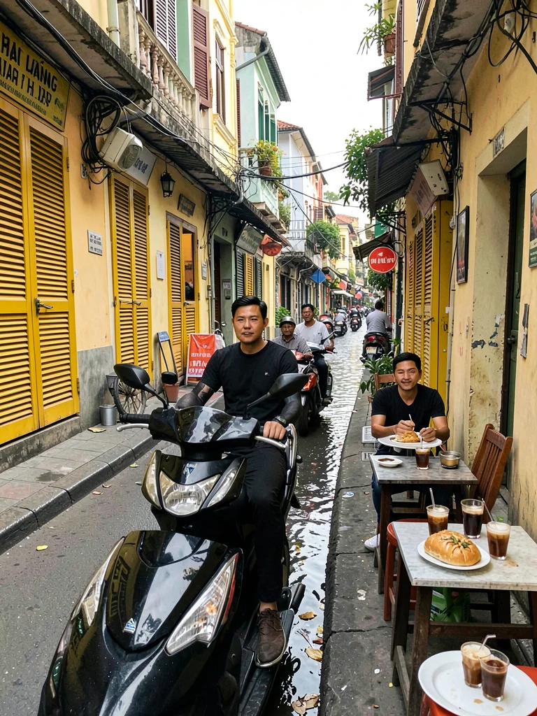 Vietnamese drip coffee in narrow alley
