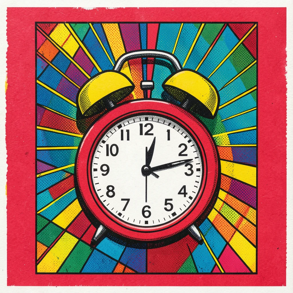 An alarm clock showing 7:00, the clock face in white with black numerals, body i