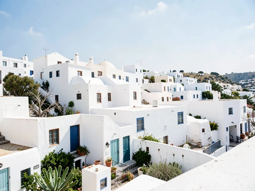 White village squinting bright