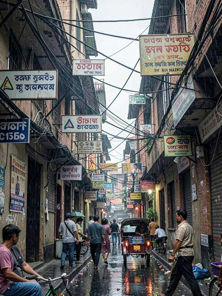Old Dhaka alley with signs
