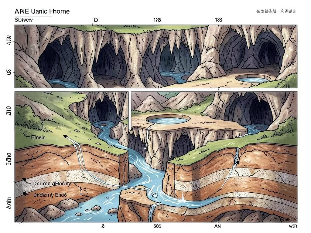 Karst landscape geological section