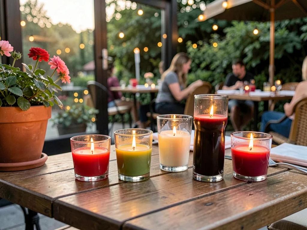Restaurant terrace candles