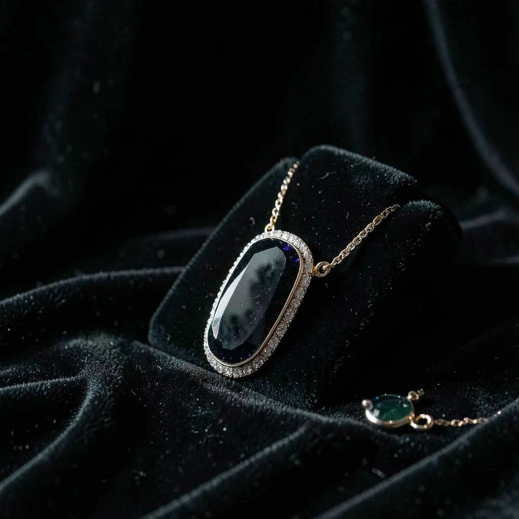 Black velvet backdrop for jewelry, absence as presentation