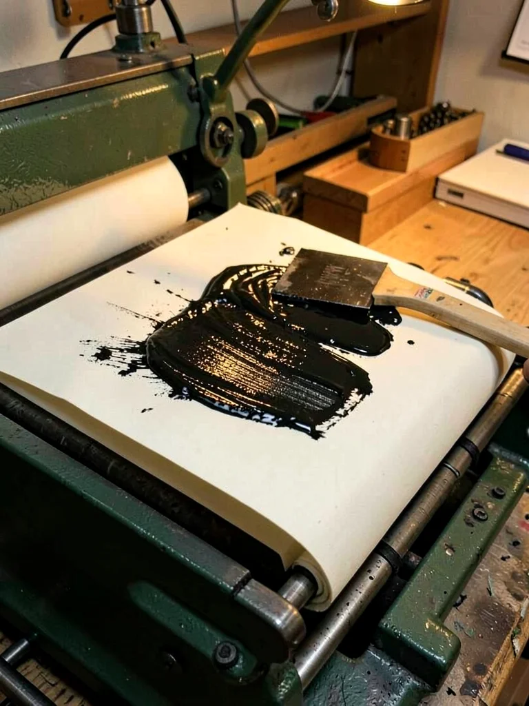 Ink Can and Spatula on Press