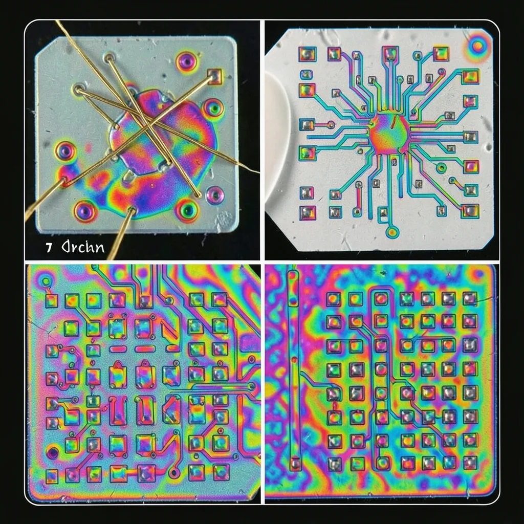 Point-contact transistor on a ceramic substrate, gold whisker wire touching germ