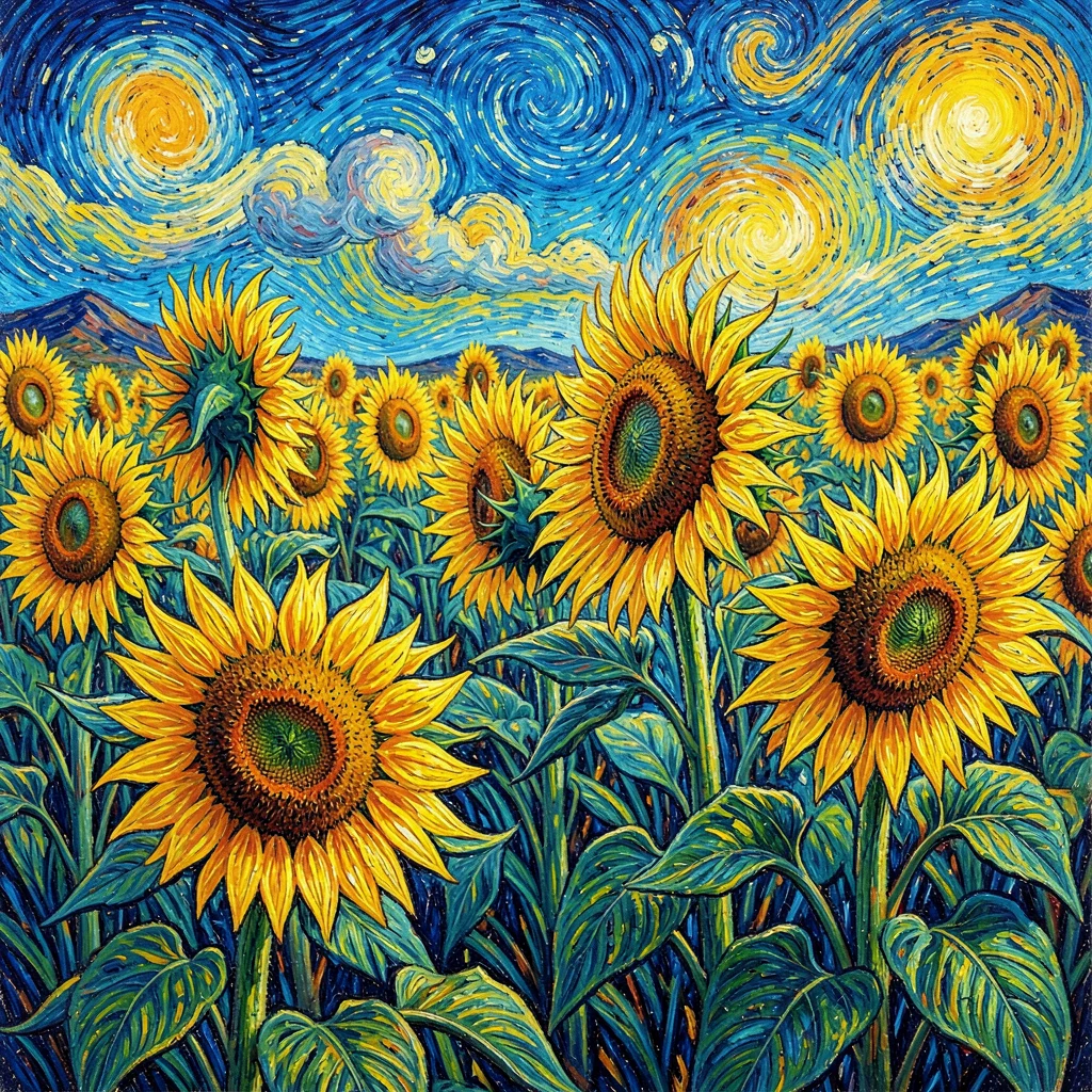 Post-impressionist Provençal intensity, emotional saturated color, A field of su
