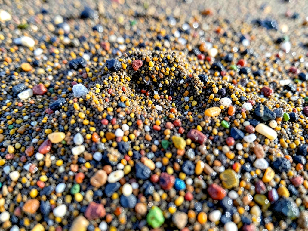 Wet sand showing every grain as distinct
