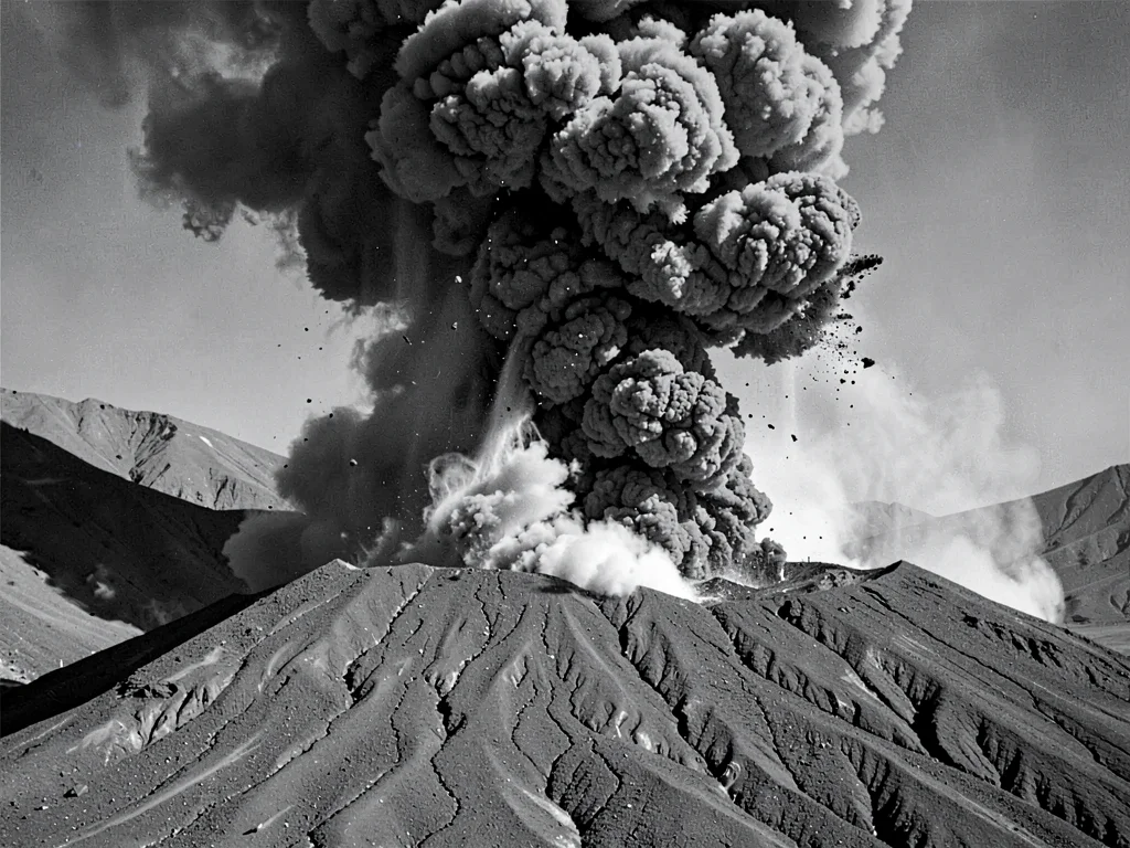 Ash cloud spreading from eruption column