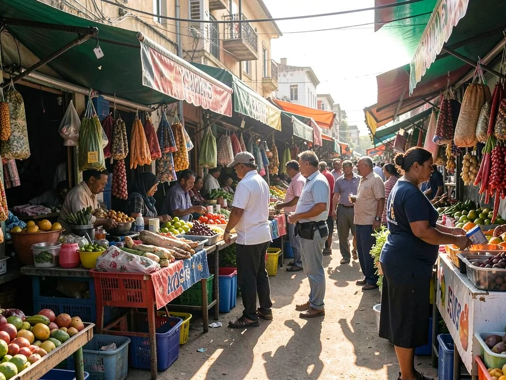 Market in hard sun