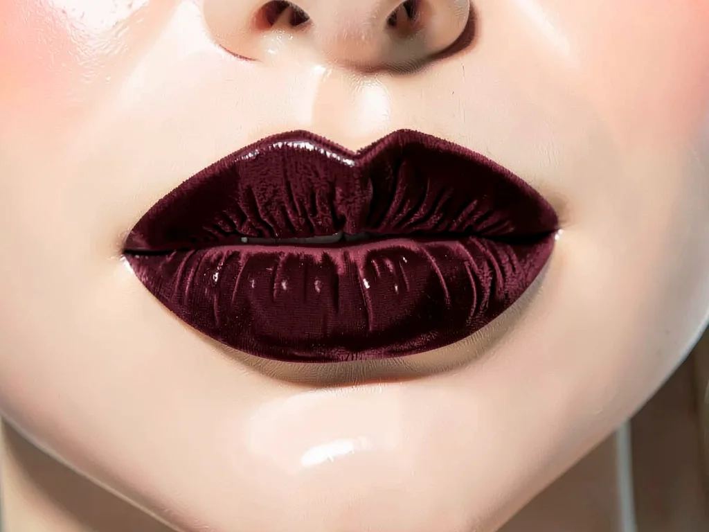 Burgundy velvet lip defined edge