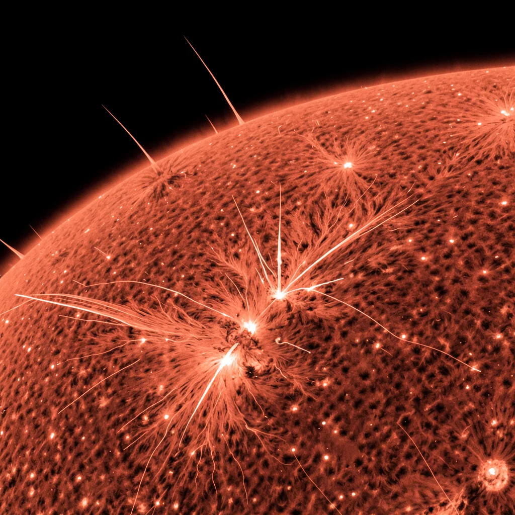 Emerging magnetic flux region, bright points appearing in granulation as new fie