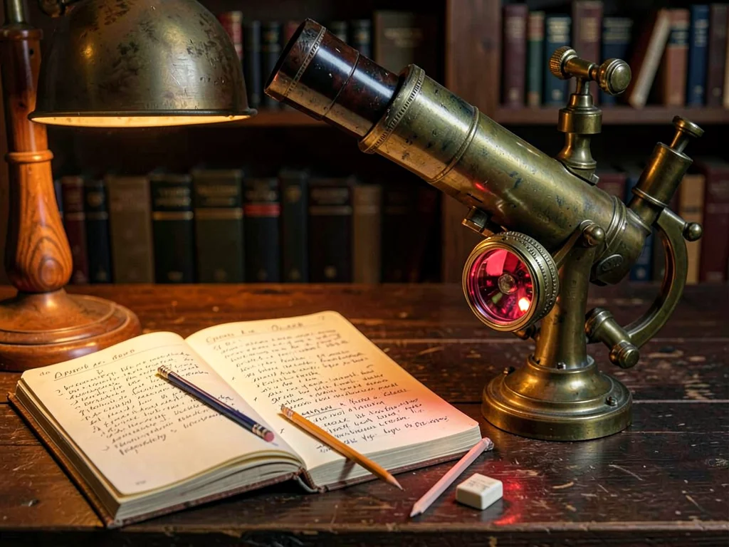 Observation Logbook Notes Red Flashlight Desk Lamp