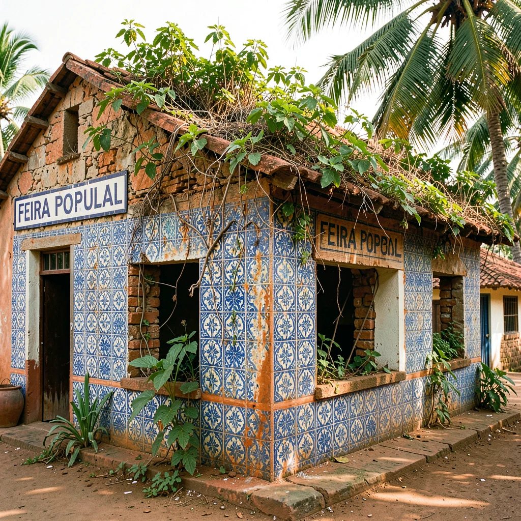 Portuguese colonial tropicália in Maputo, Mozambique, Feira Popular colonial pav