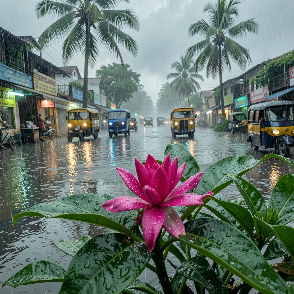 Monsoon-Soaked Tropical Flower Macro