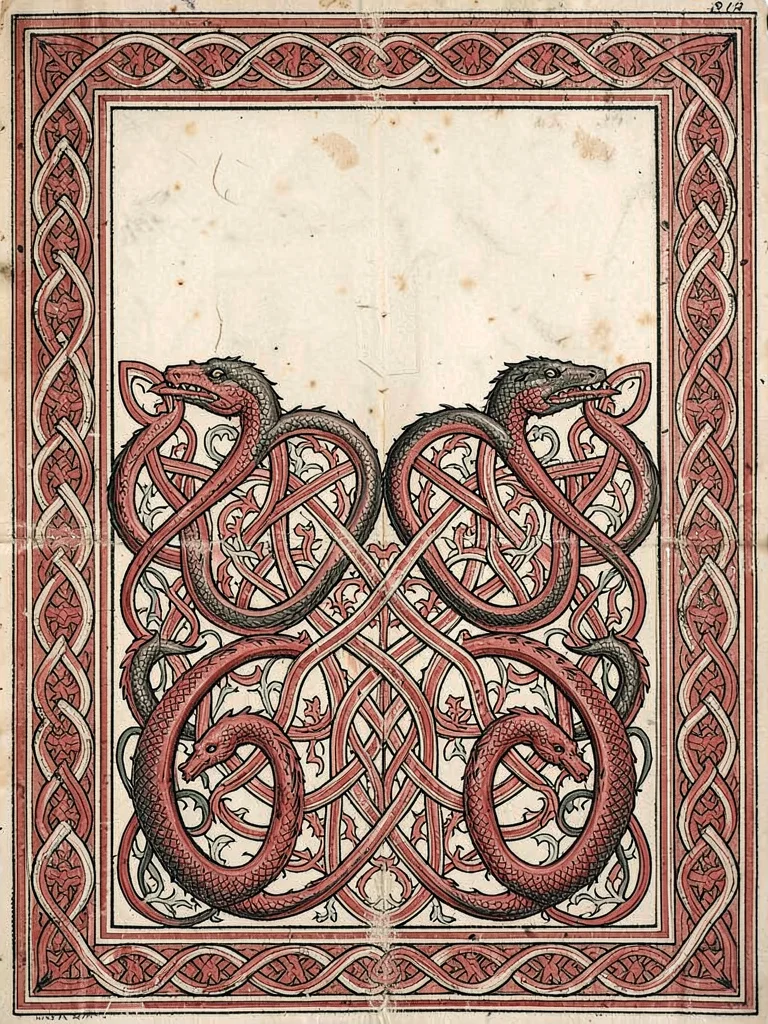Interlace carpet page — pure knotwork filling rectangular frame, vellum ground