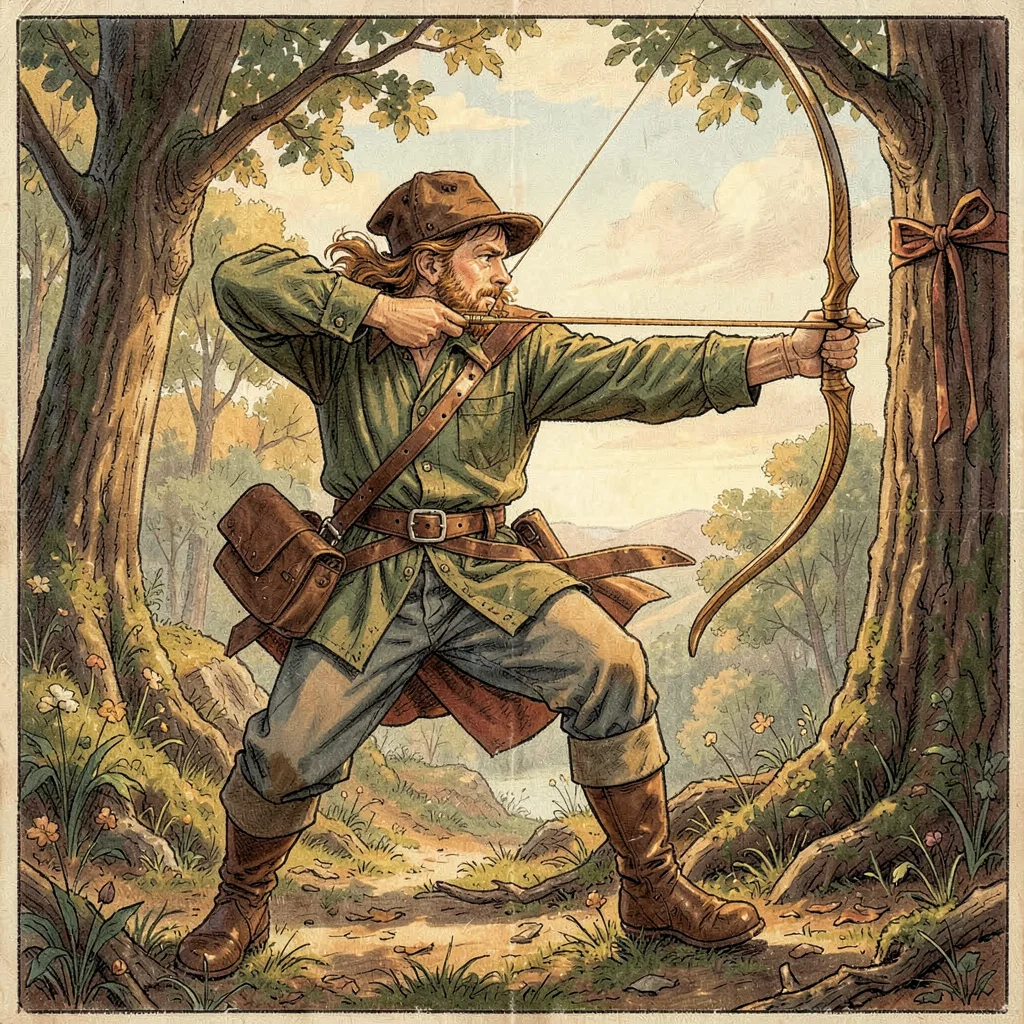 Robin Hood aiming his bow