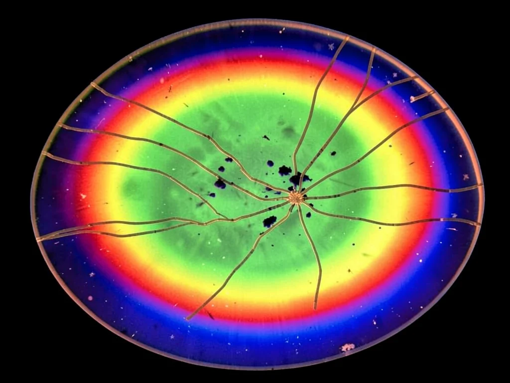 Cast plastic showing cooling stress history
