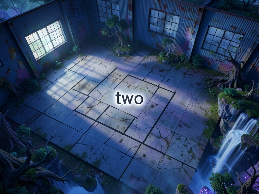 A breathtaking surreal landscape, dreamlike atmosphere,. top-down warehouse floor plan grid test two. , painted with ric