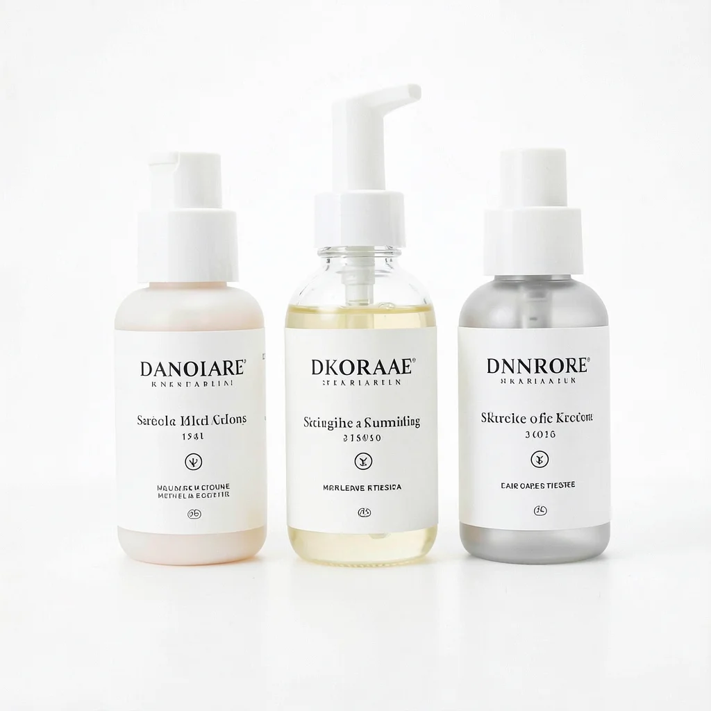 Skincare bottles arrangement