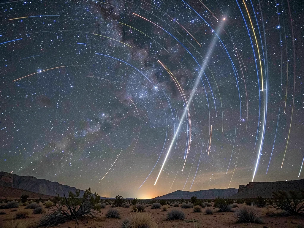 Trails with meteor shower radiant