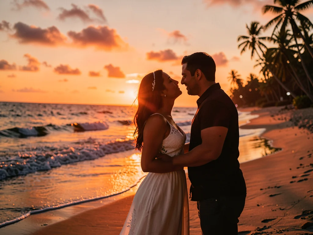 Proposal on beach at sunset