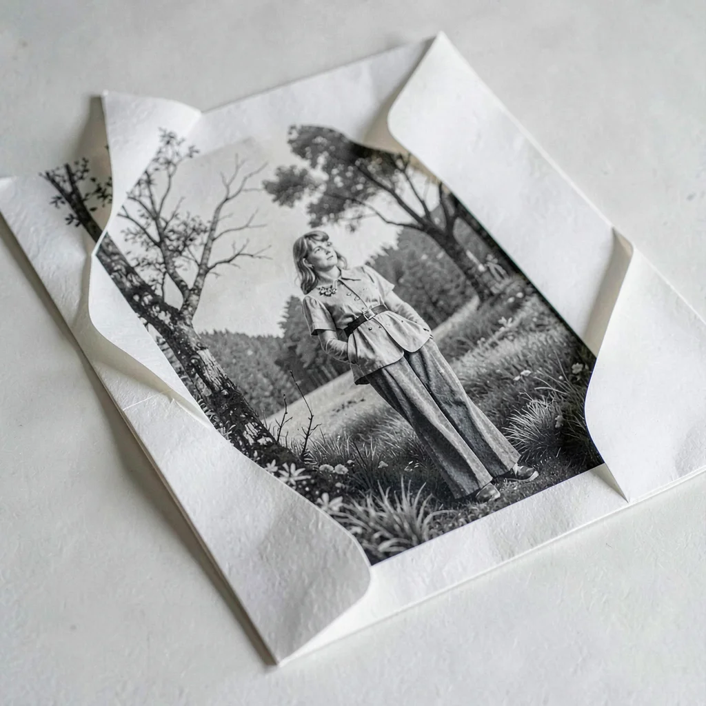Paper-fold study of a backing sheet folded over a print, archival corners visibl