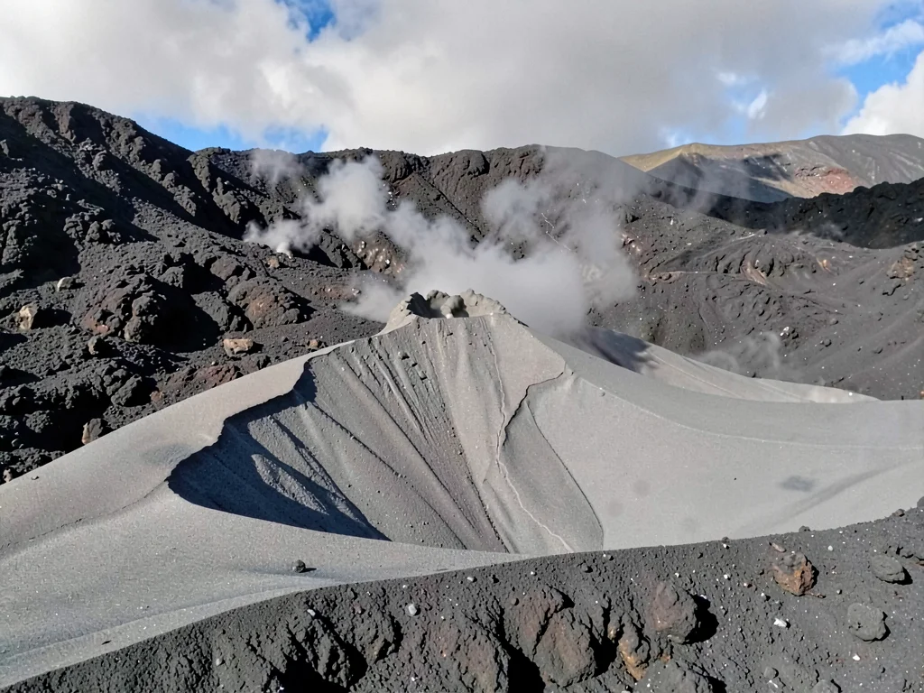 Fresh ash deposit smoothing landscape