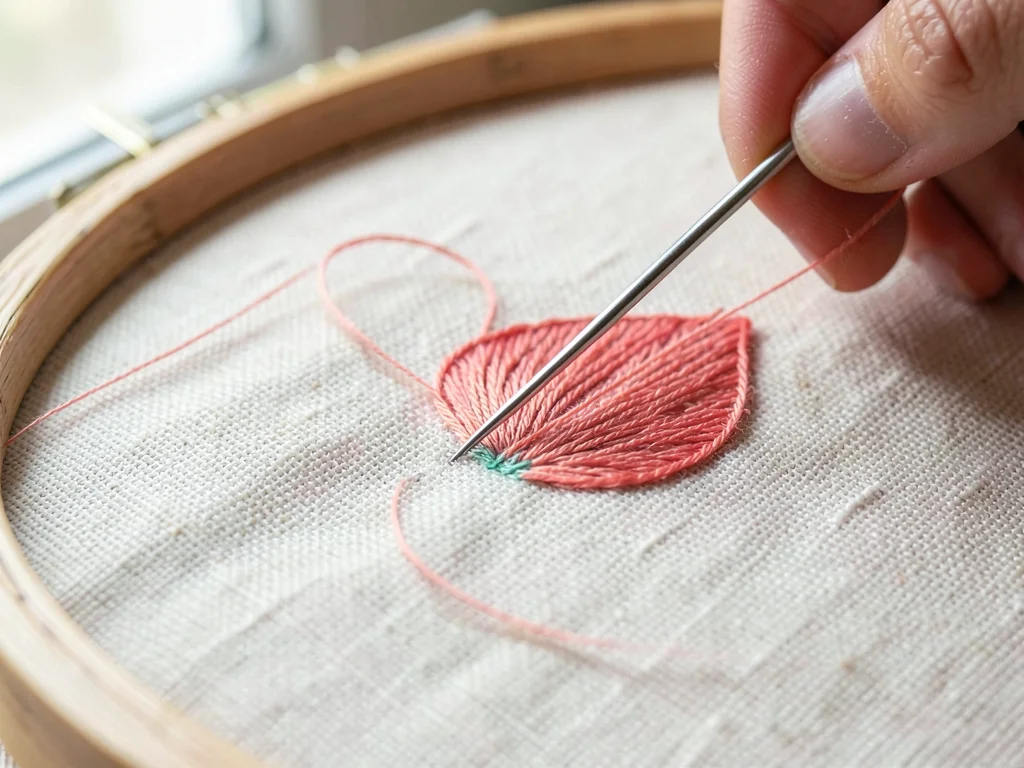 Needle Piercing Linen Mid-Satin-Stitch