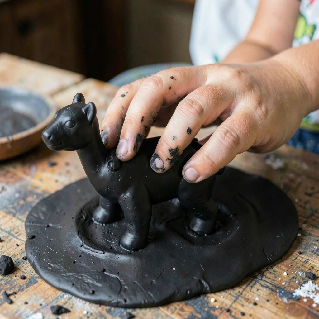 Through Oaxacan black clay vision, barro negro consciousness, A child hands shap