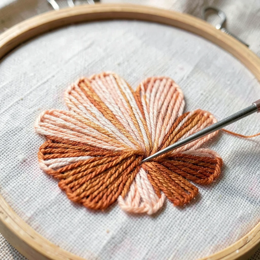 Long-and-Short Stitch Peach to Terracotta Blend