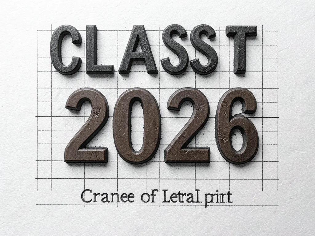 Wood type spelling CLASS OF 2026, inked and ready to print