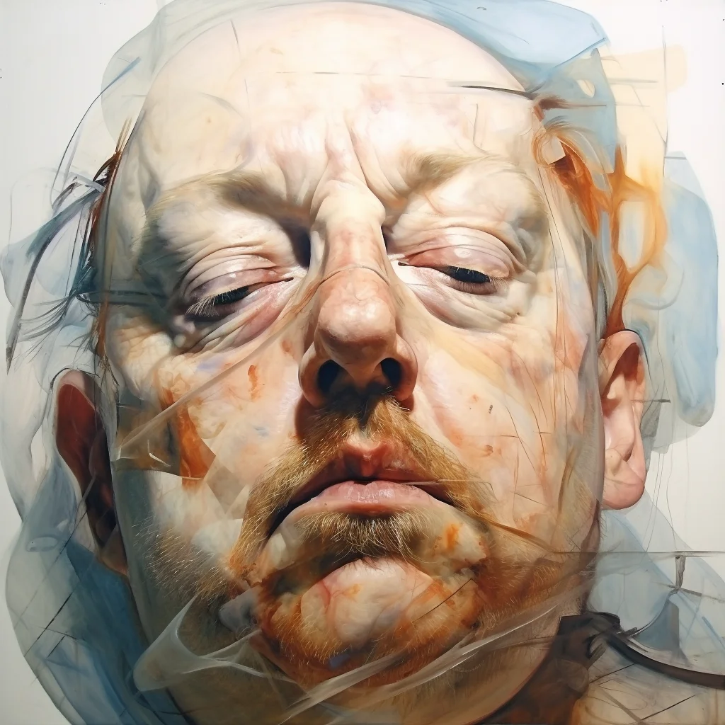 Painting portrait by Jenny Saville. fred flinstrone