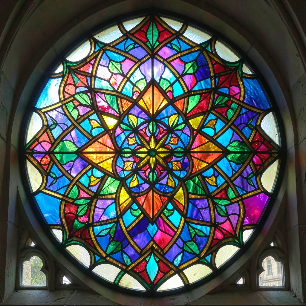 Geometric mandala stained glass