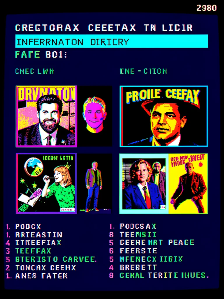 Podcast directory as teletext radio page, show artwork in 8-color pixels
