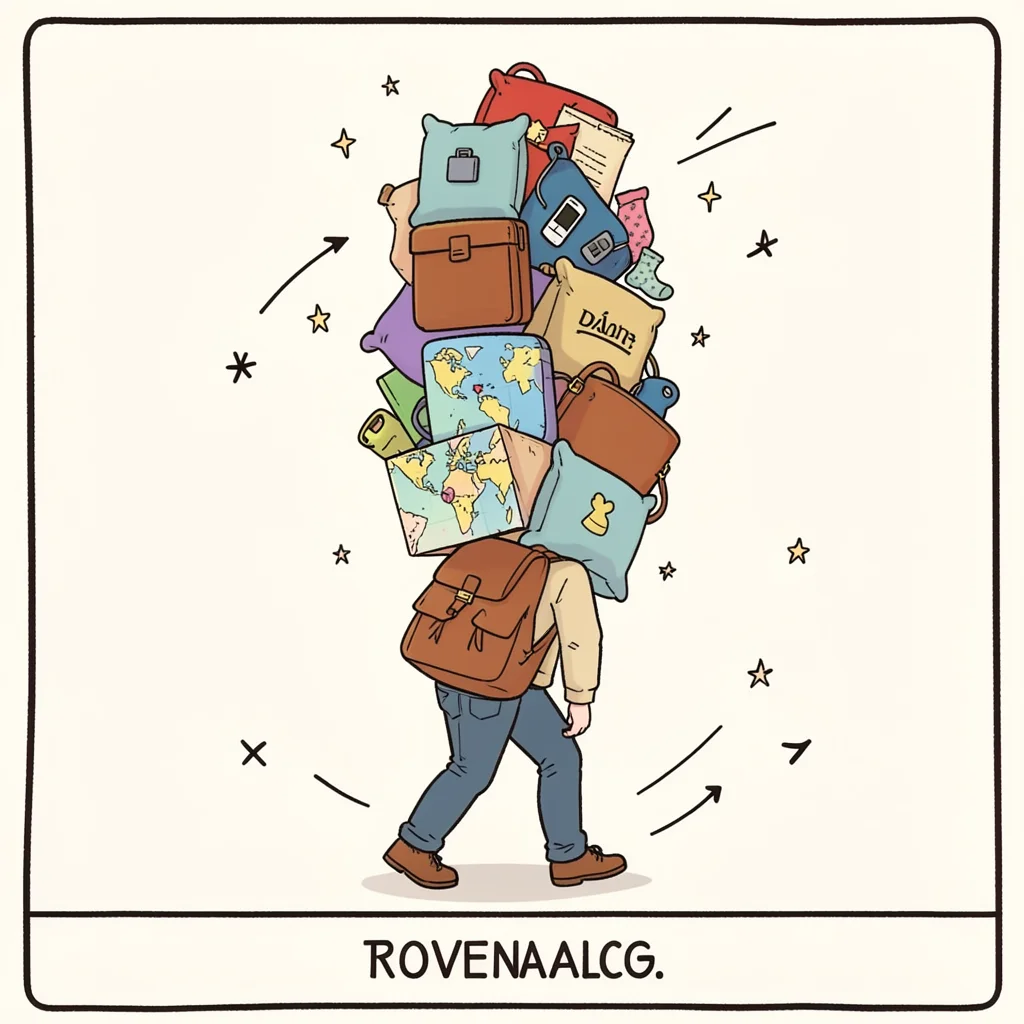 overpacked traveler airport humor print