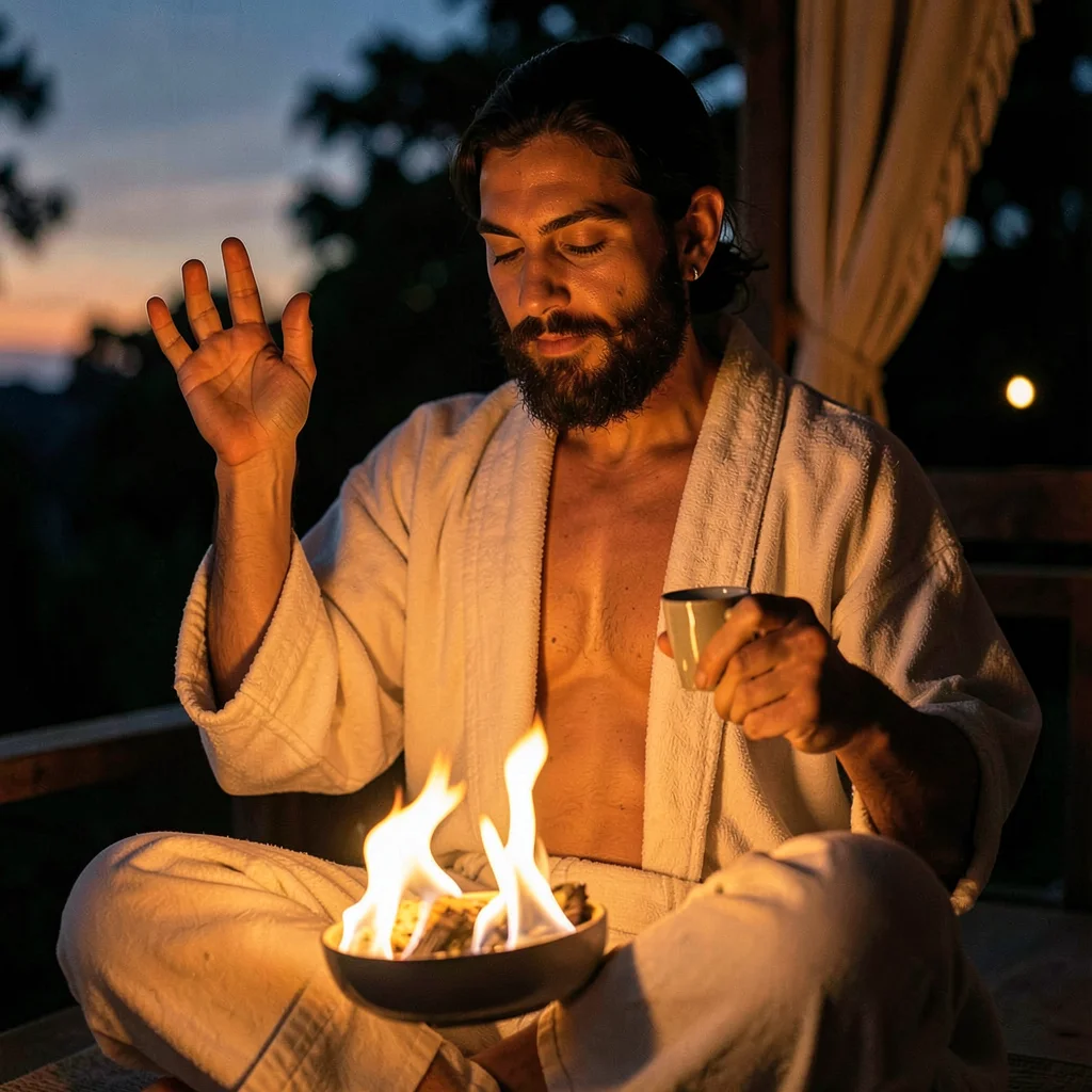 Evening ritual by flame