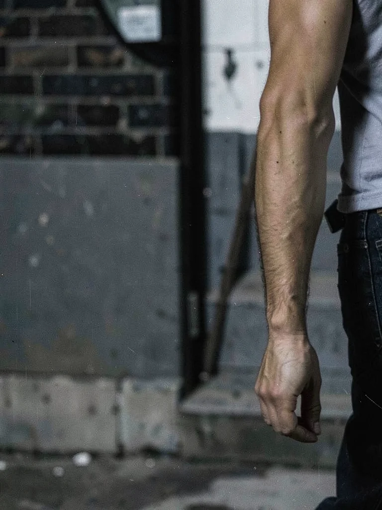 Person walking out of right edge with only shoulder and arm visible