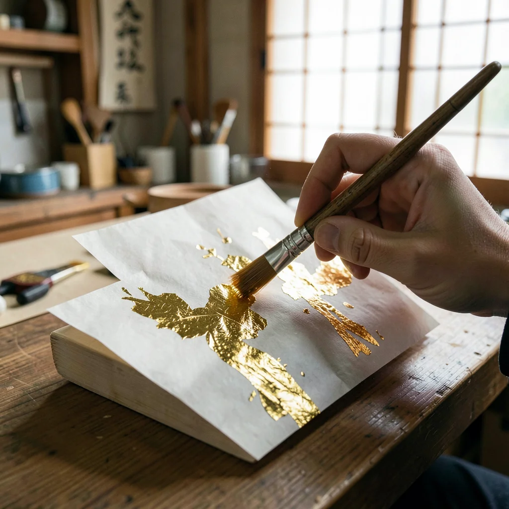Kanazawa gold leaf craft, extreme delicacy, breath shield made of paper protecti