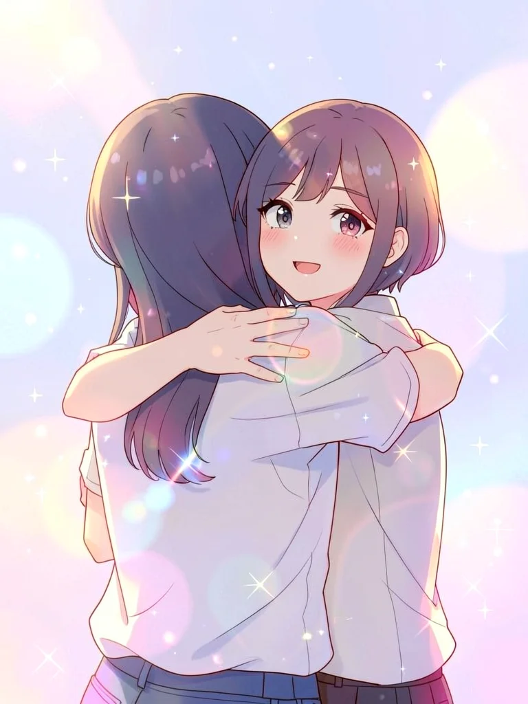 Soft back hug scene