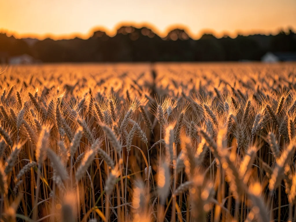 Golden hour through wheat field